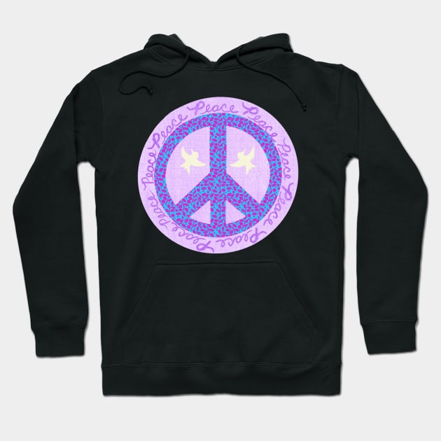 Peace Pink Blue Violet with Leaves and Doves Hoodie by Rosemarie Guieb Designs